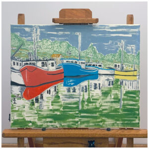 Boats on the Wall, Original Oil on Canvas, 20″×16″