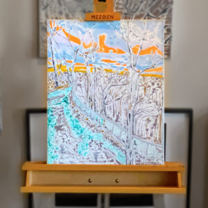Along the Fence, Original Oil on Canvas, 16″×20″