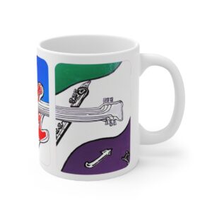 Electric Notes Triptych, Ceramic Mug, 11oz - Image 3