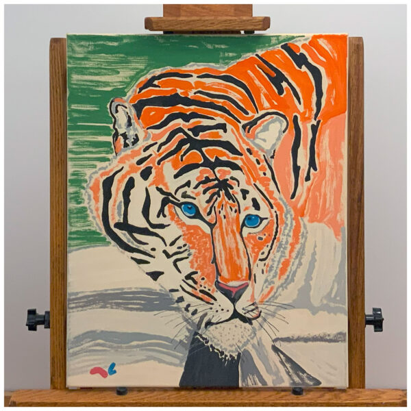 Hunting Tiger, Original Painting on Canvas, 16″×20″
