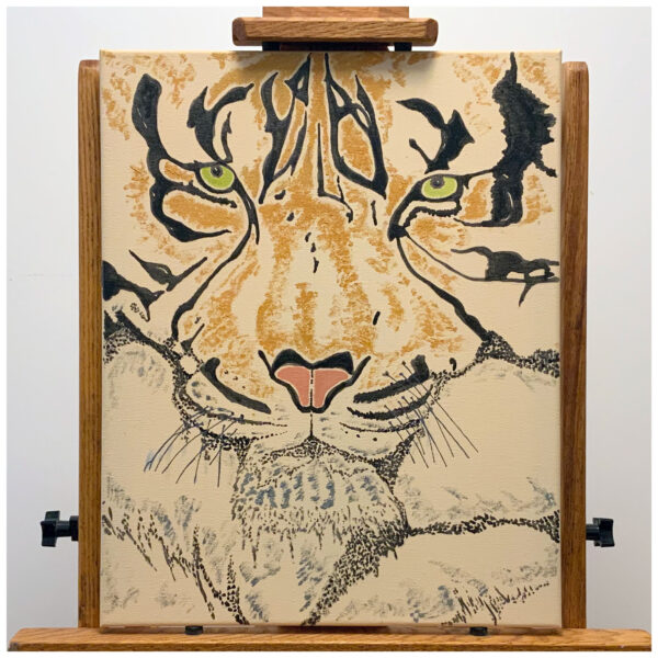 Fidgeting Tiger, Original Painting on Canvas, 16″×20″