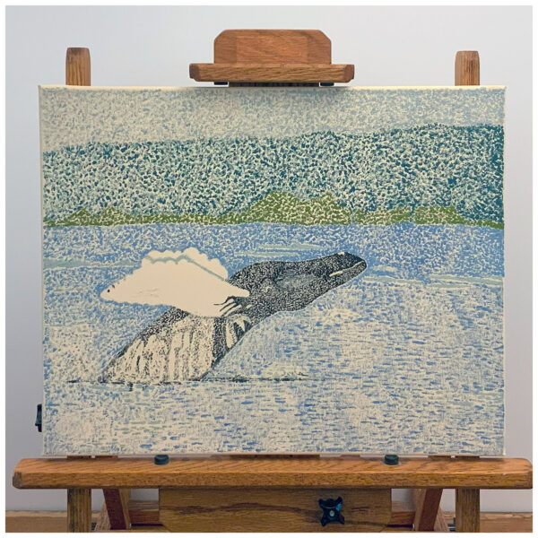 Breached Whale, Original Painting on Canvas, 20″×16″
