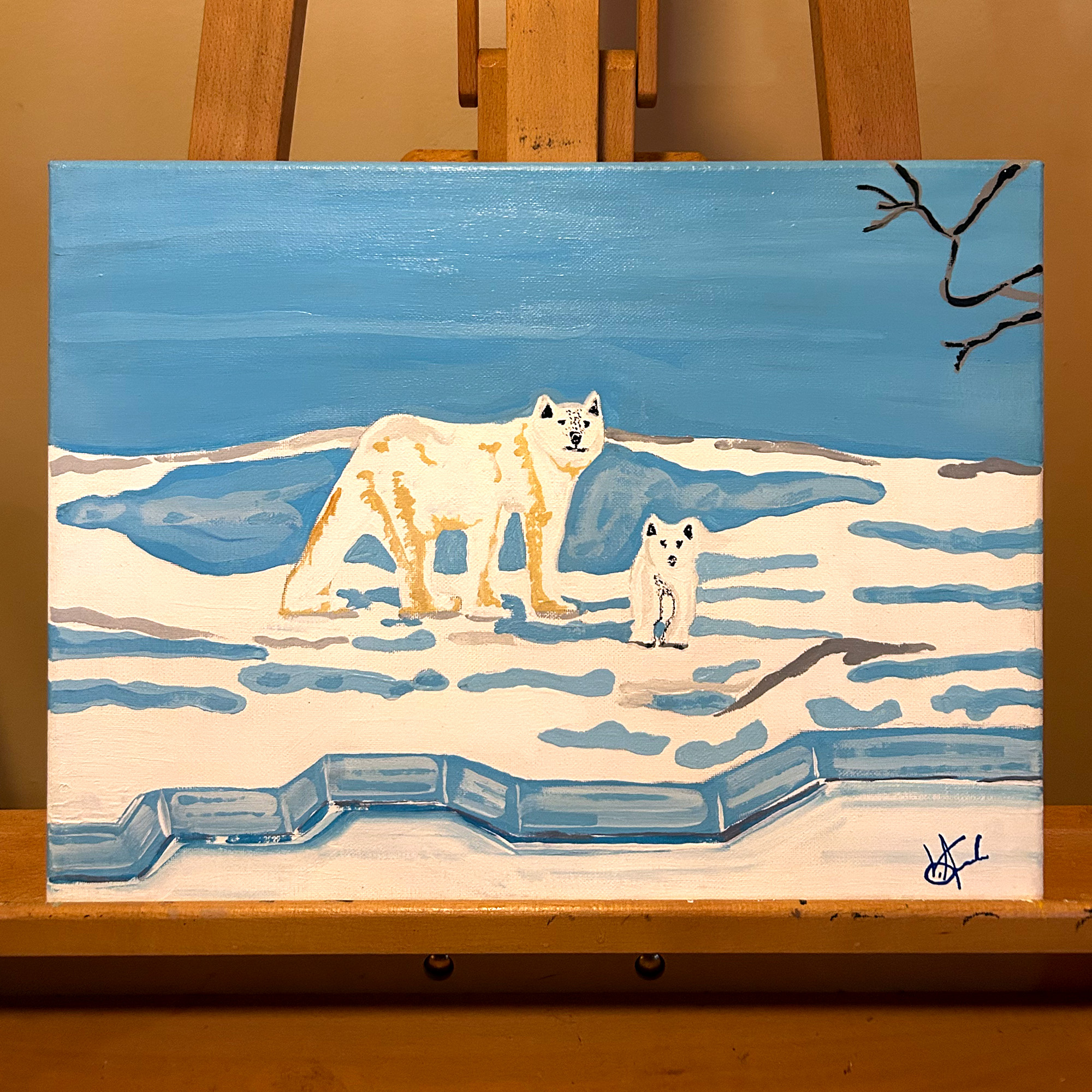 Mama and Baby — Acrylic, 12 × 16 in. $250